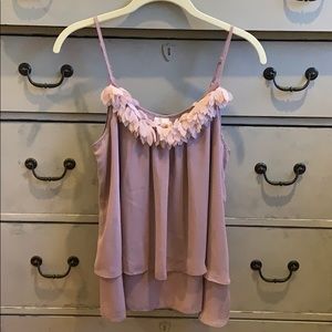 FLC Floral Ruffle Neckline sleeveless flowy blouse